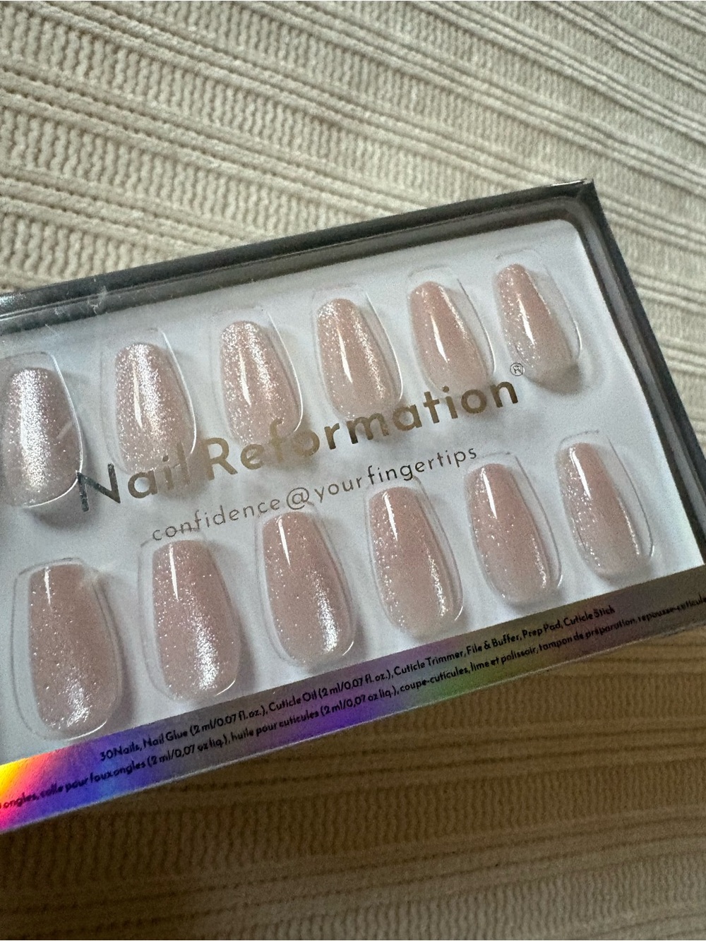 Nail Reformation Sparkle Nude Press-On Nails - Soft Pink Glitter